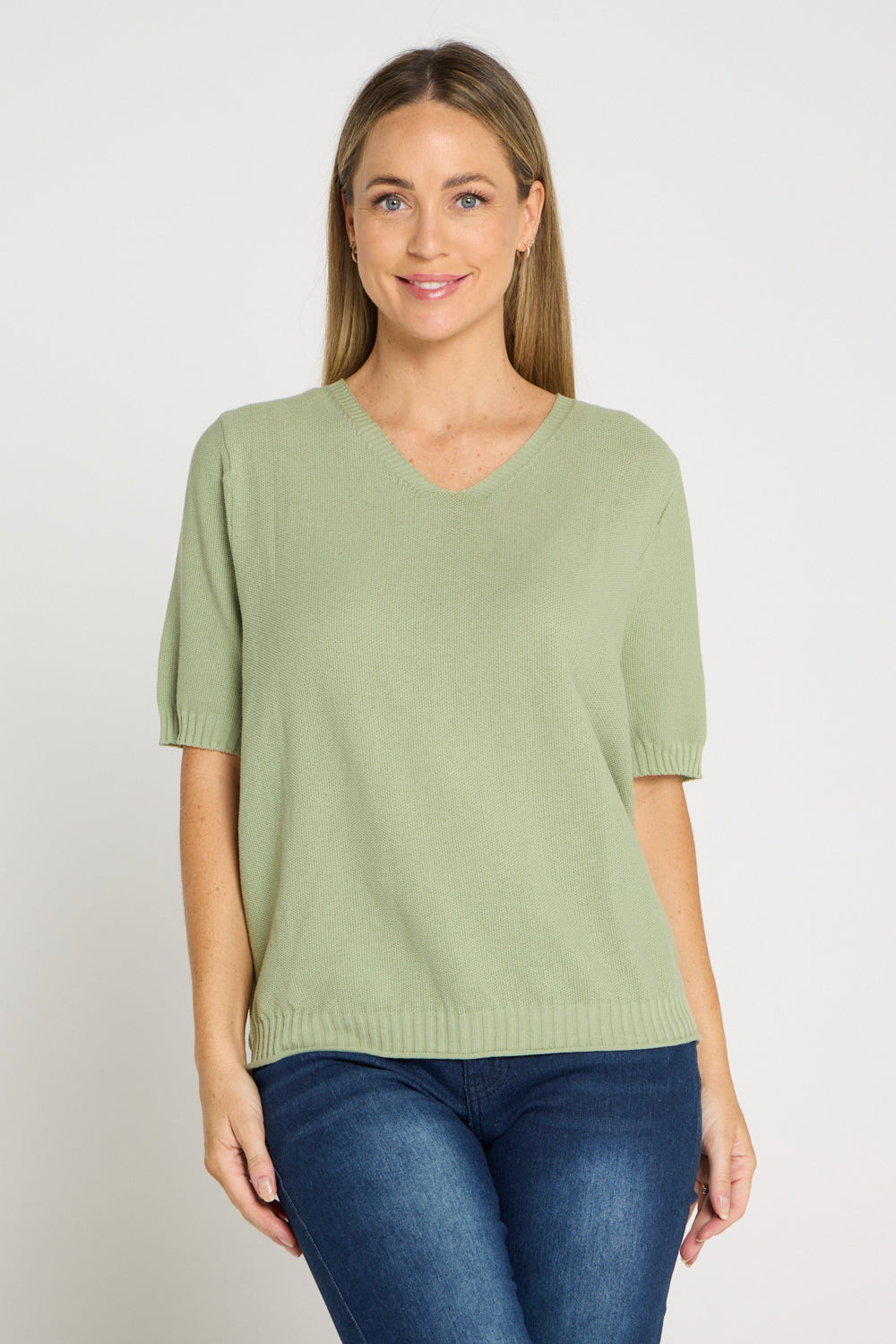 Rachel Cotton Knit Top - Sage