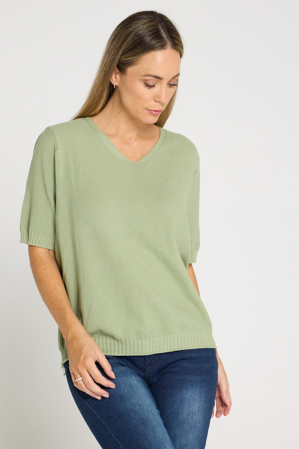 Rachel Cotton Knit Top - Sage