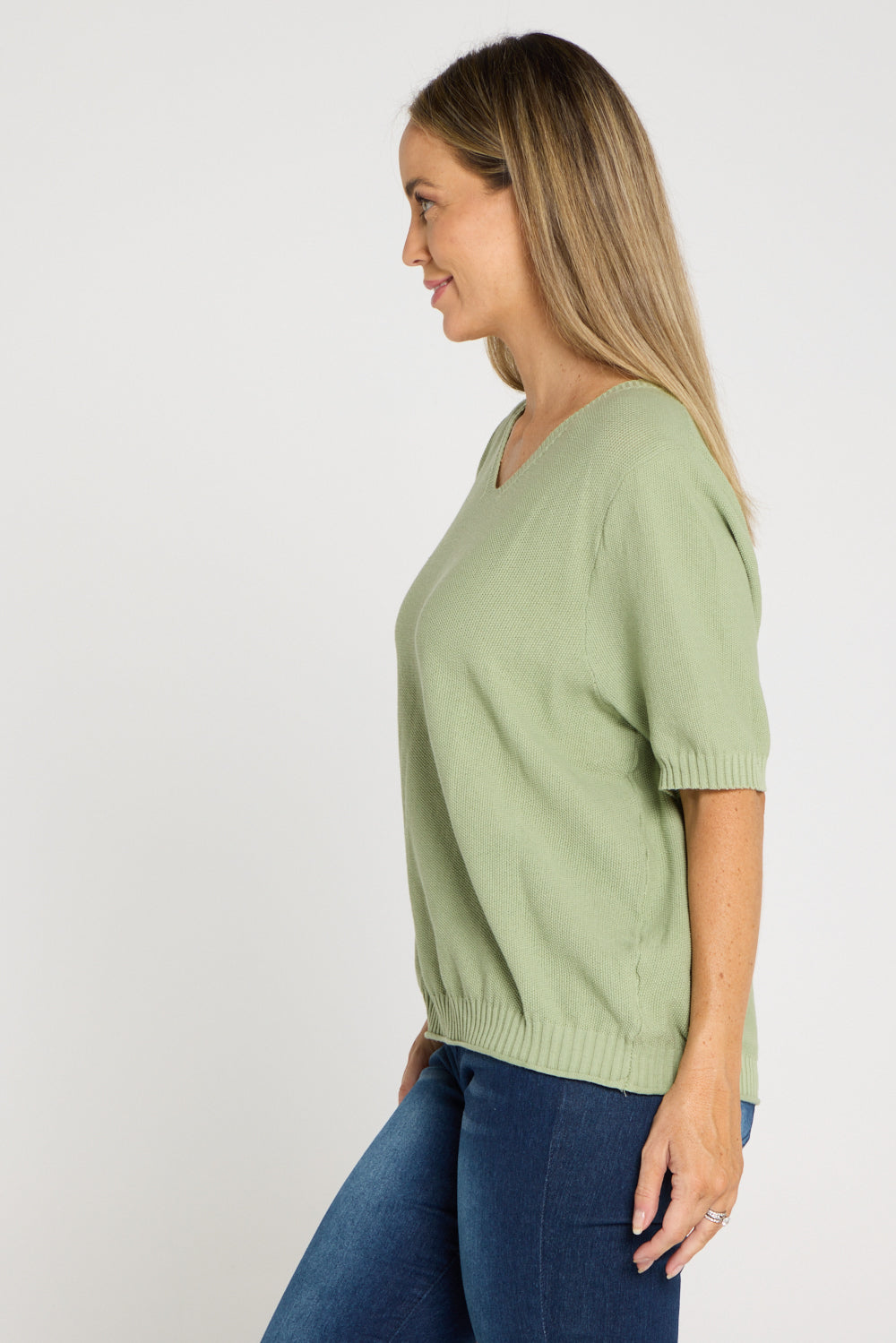 Rachel Cotton Knit Top - Sage