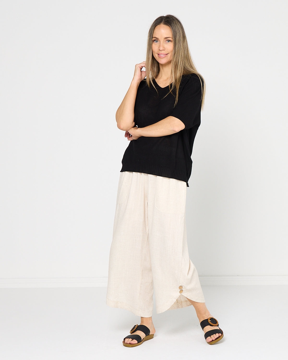 Rachel Cotton Knit Top - Black