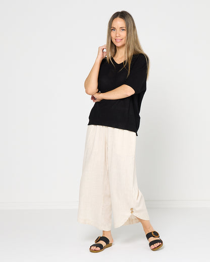 Rachel Cotton Knit Top - Black