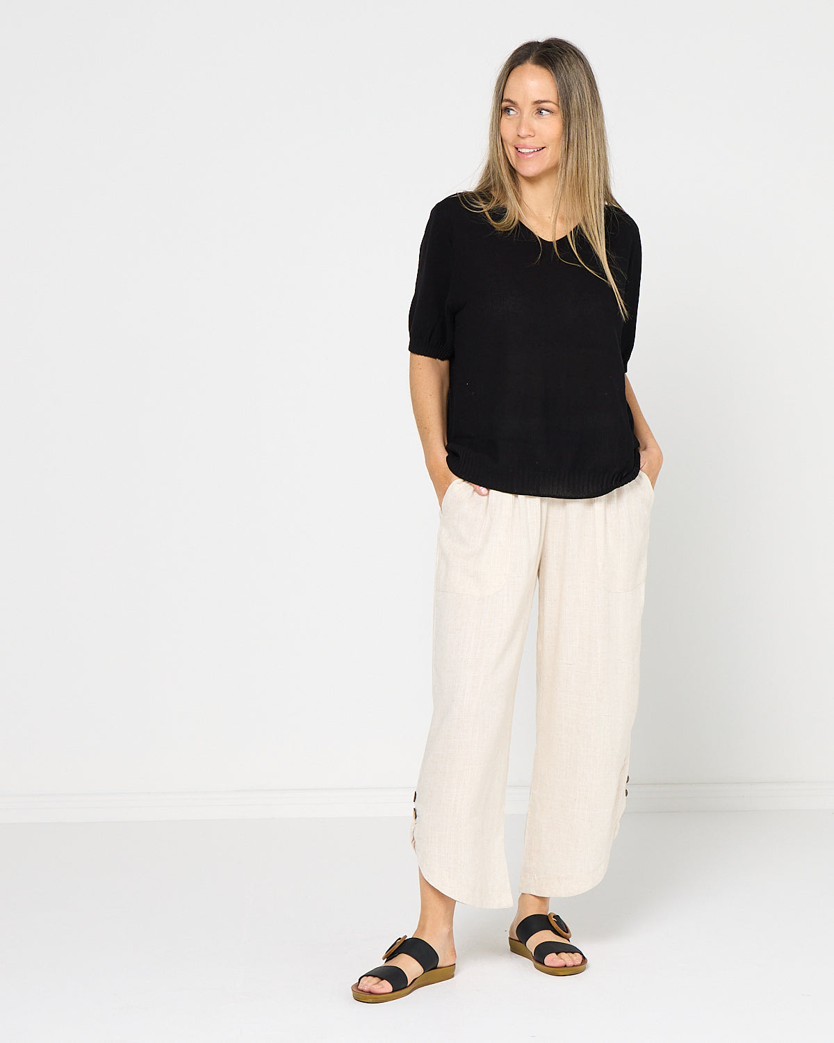 Rachel Cotton Knit Top - Black