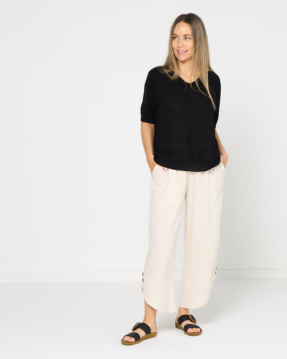 Rachel Cotton Knit Top - Black