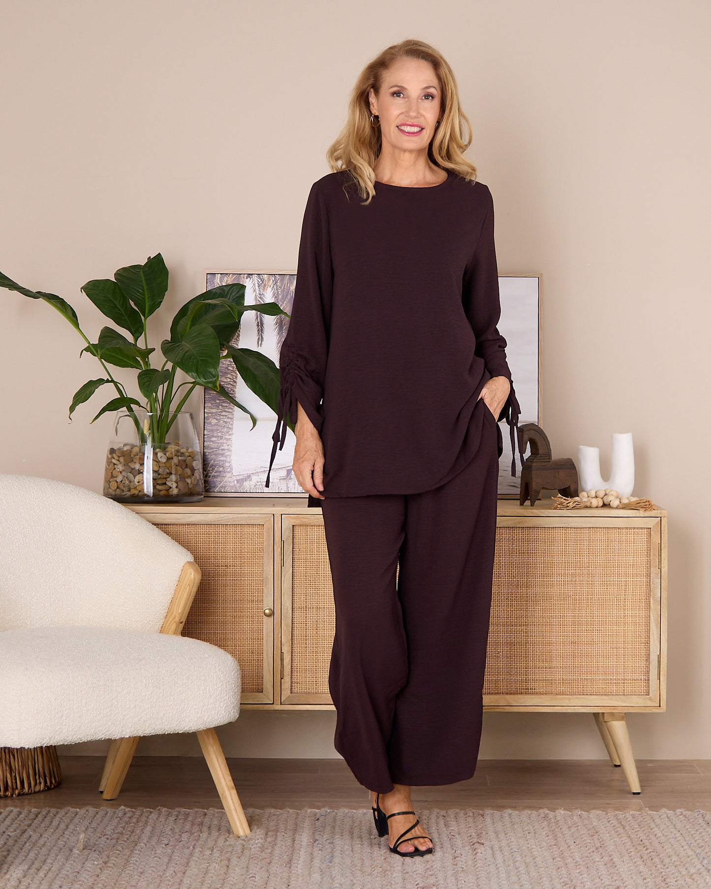 Raelynn Top & Pants Set - Brown