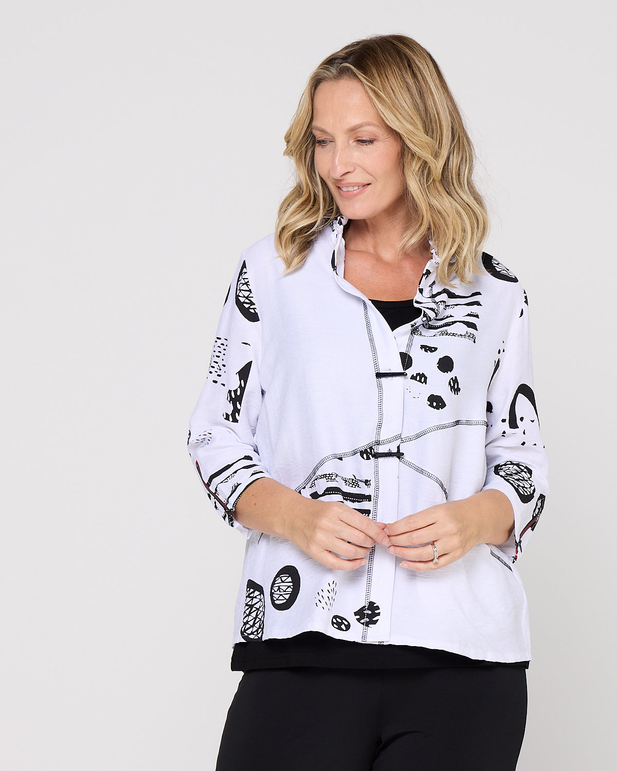 Vivian Shirt - Modern Lines White