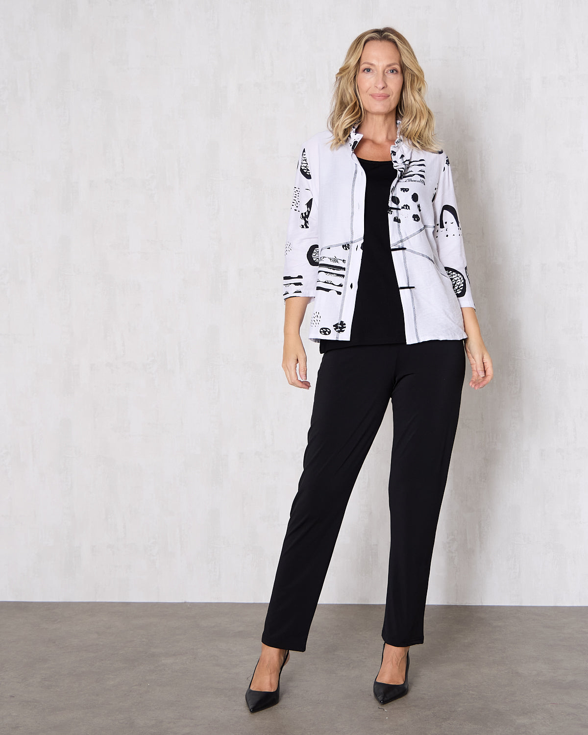 Vivian Shirt - Modern Lines White