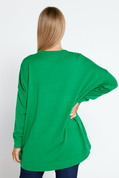 Reed Knit Top - Green/Navy Heart