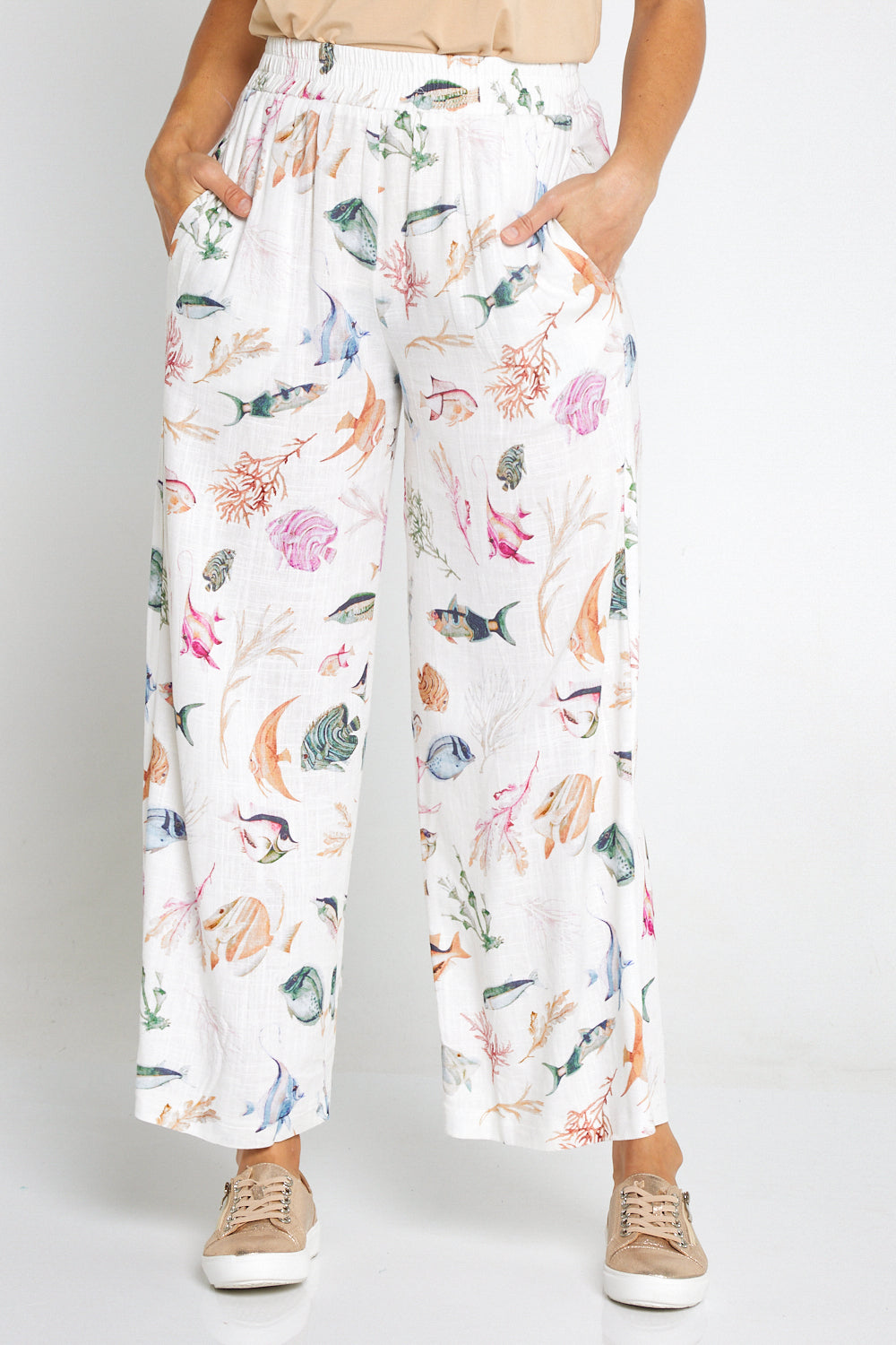 Holiday Linen Pants - Reef Print