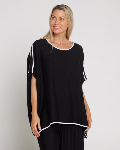 Relaxed Leisure Top - Black/White