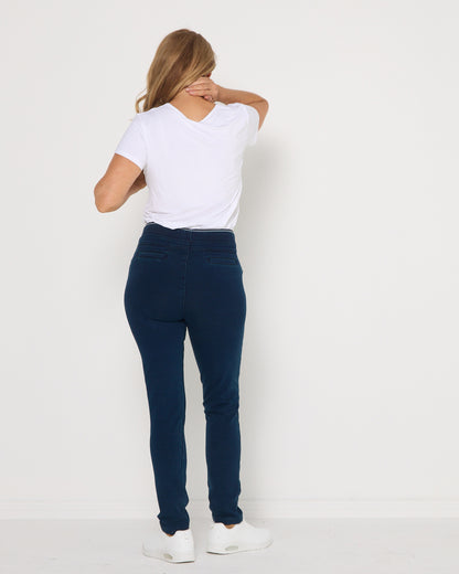 Lottie Pull On Stretch Leisure Pants - Denim