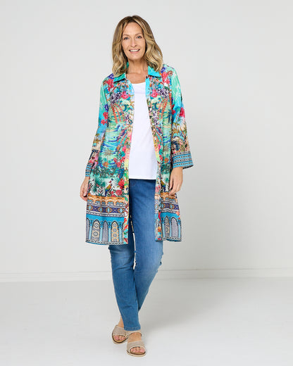 Claudia Shirt Dress - Turquoise Oasis