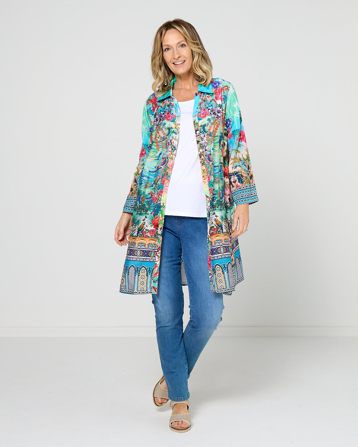 Claudia Shirt Dress - Turquoise Oasis