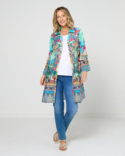 Claudia Shirt Dress - Turquoise Oasis