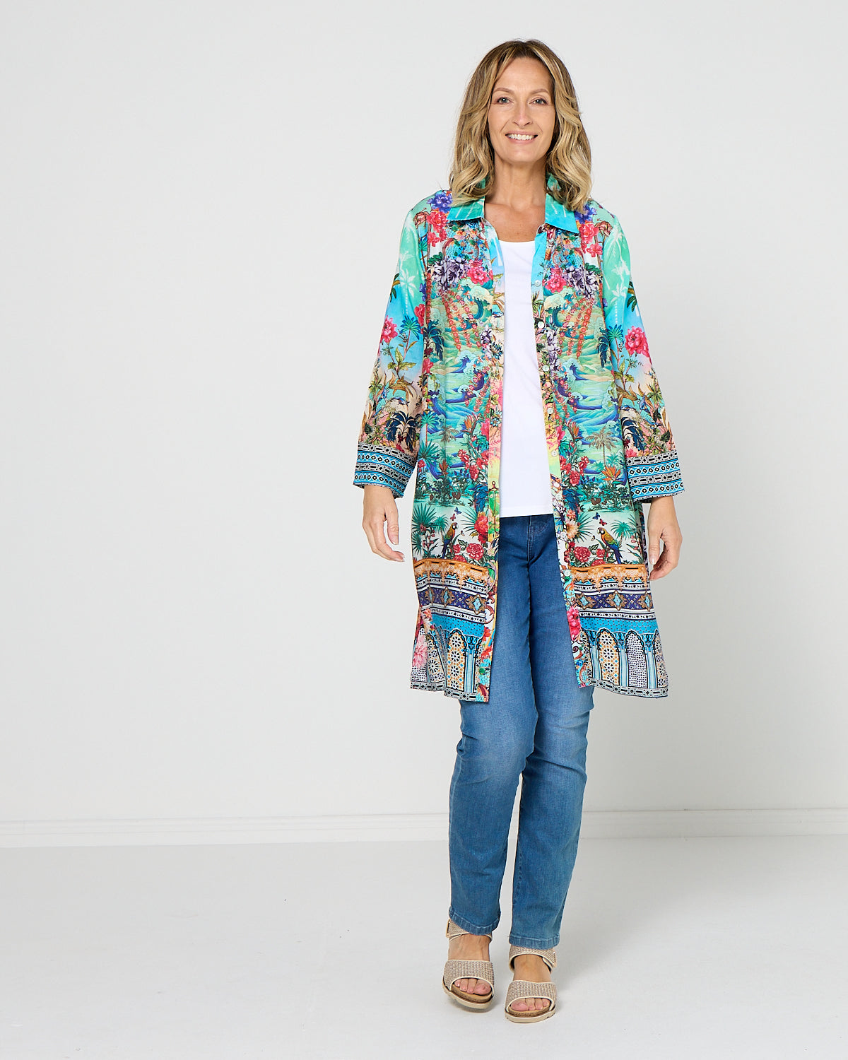 Claudia Shirt Dress - Turquoise Oasis