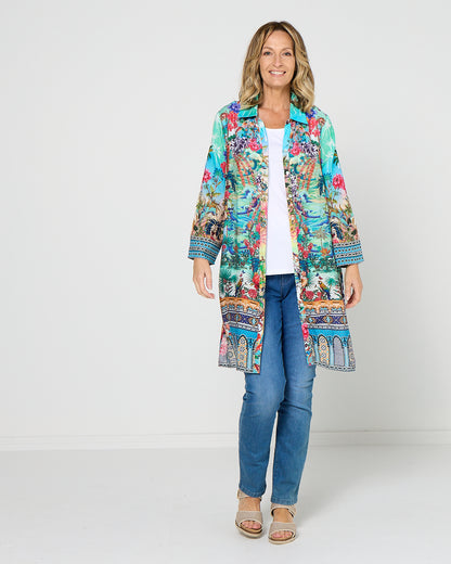 Claudia Shirt Dress - Turquoise Oasis