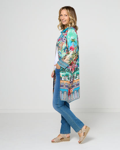 Claudia Shirt Dress - Turquoise Oasis