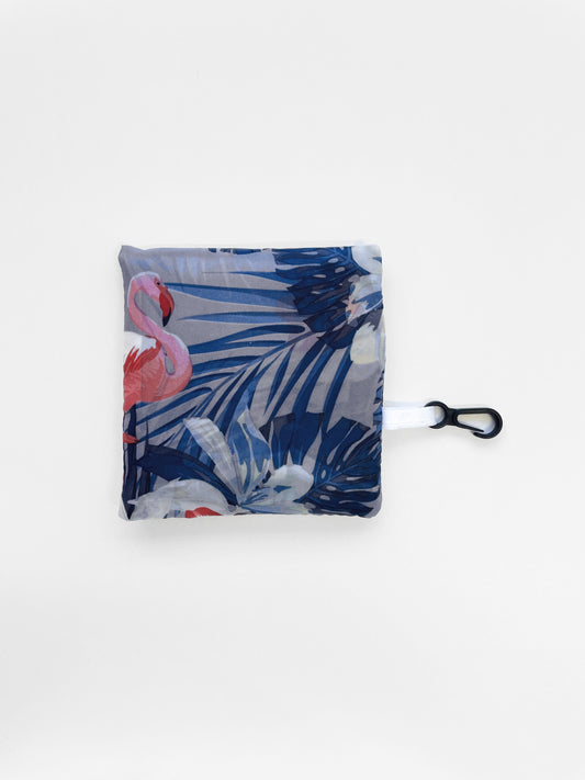 Reusable Shopping Bag - Blue Flamingo