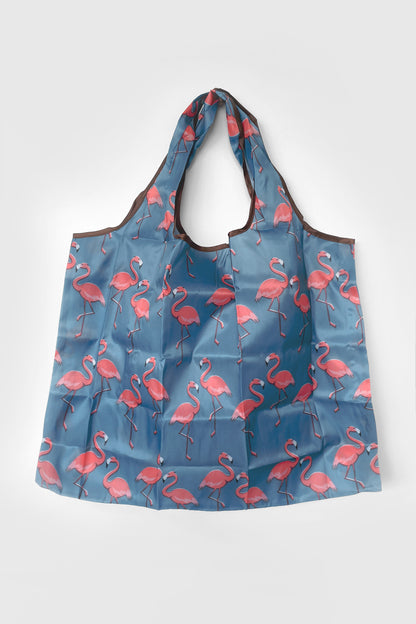 Large Reusable Shopping Bag - Flamboyant Flamingos