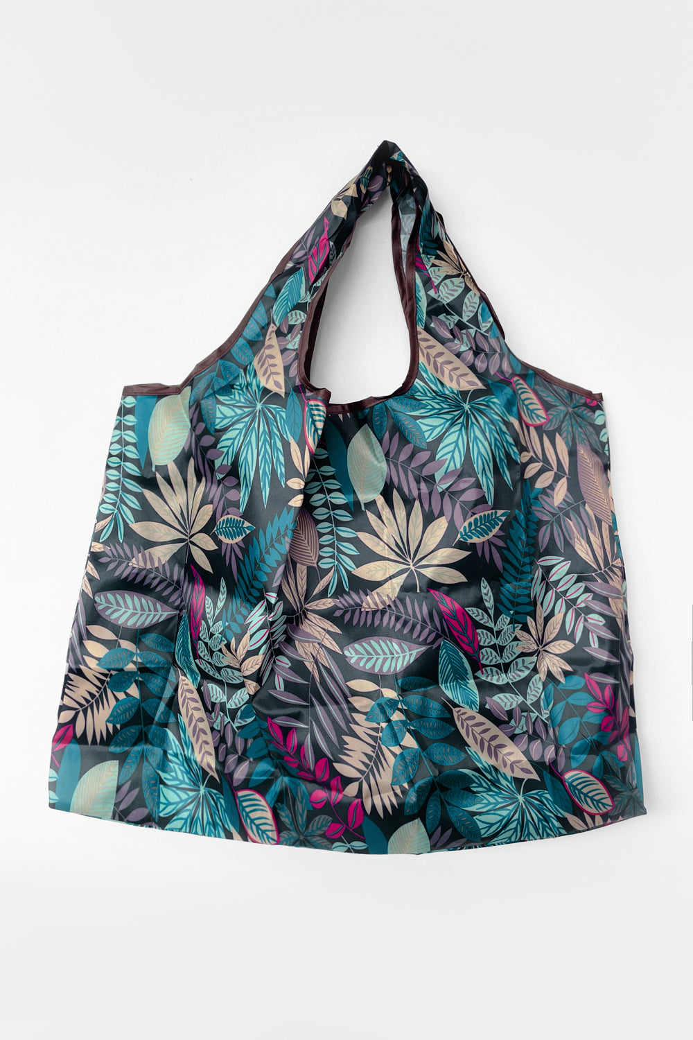 Large Reusable Shopping Bag - Teal Botanical