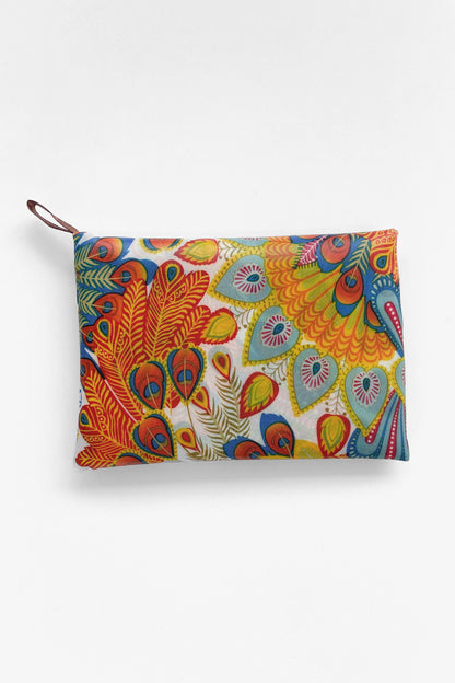 Large Reusable Shopping Bag - Orange Peacock