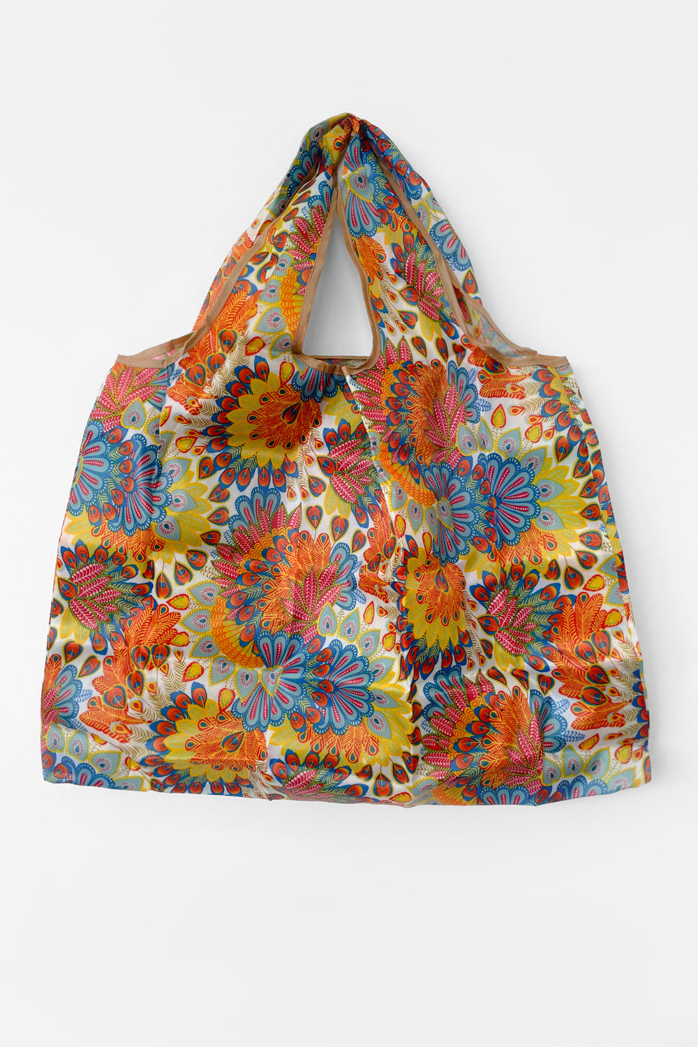 Large Reusable Shopping Bag - Orange Peacock