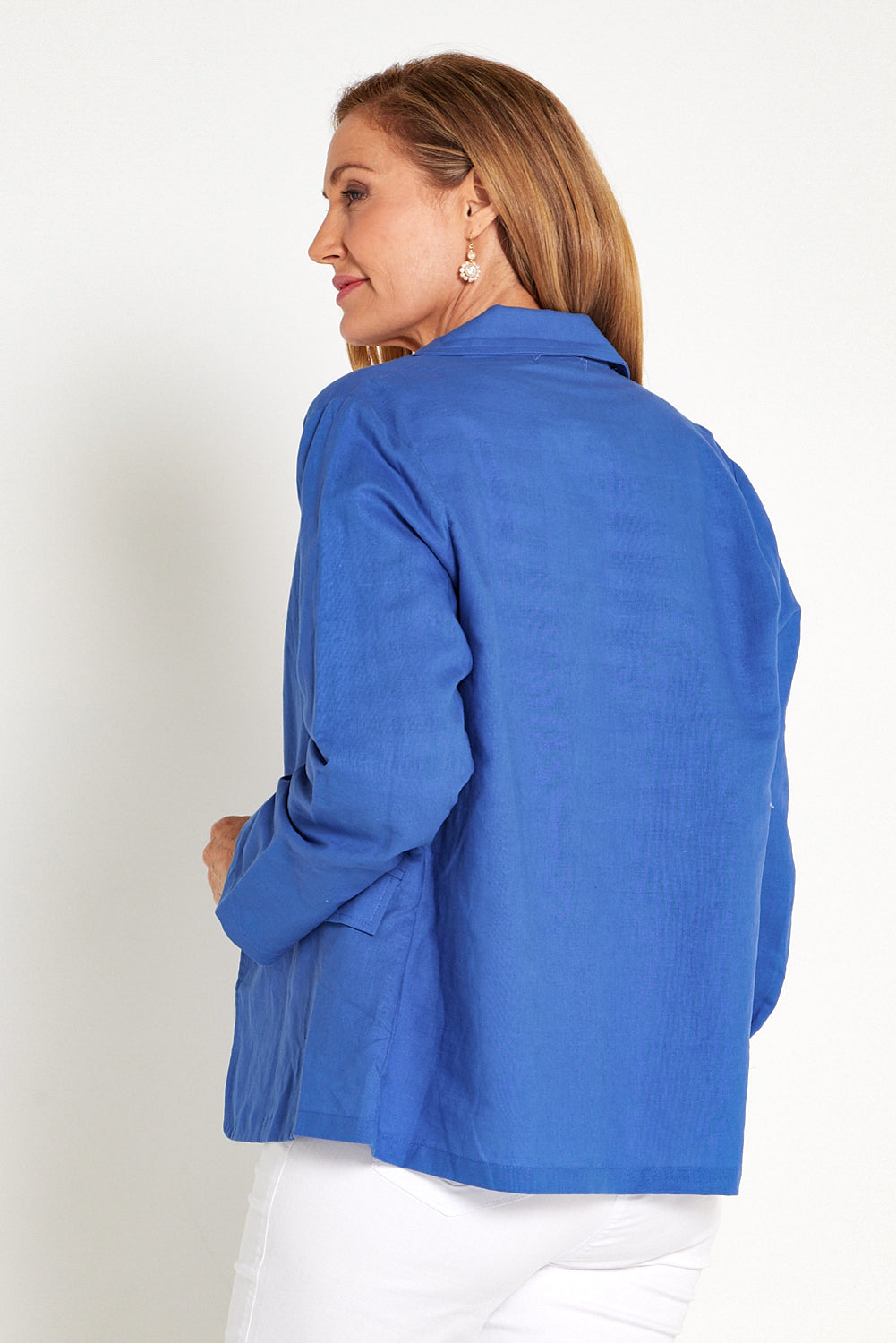 Blue linen cheap jackets