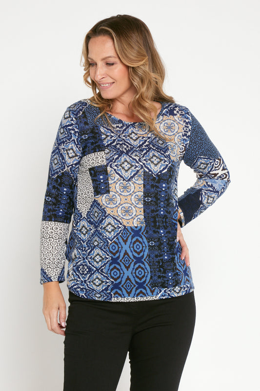 Rory Knit Top - Blue Ceramic
