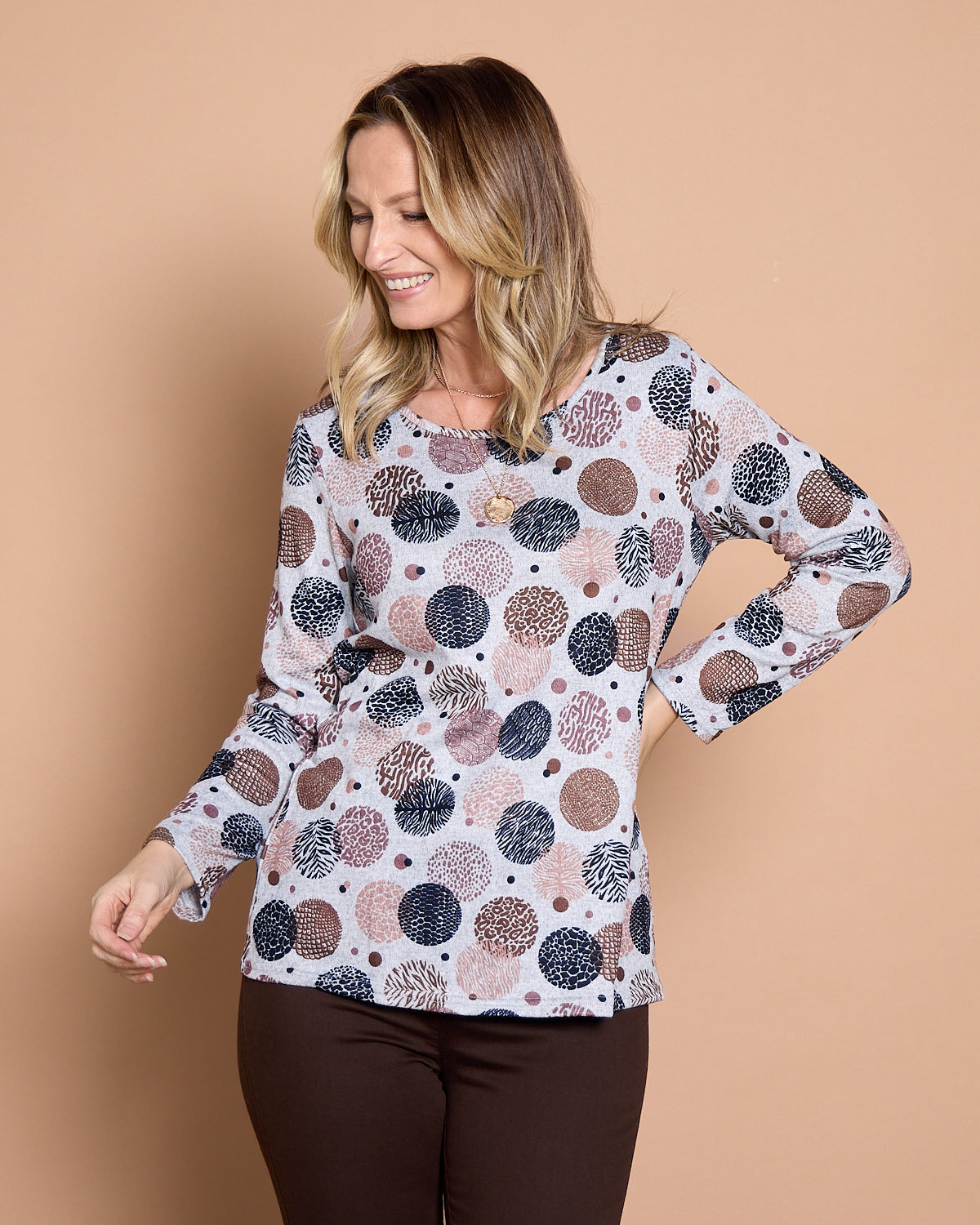 Rory Knit Top - Cocoa Dot