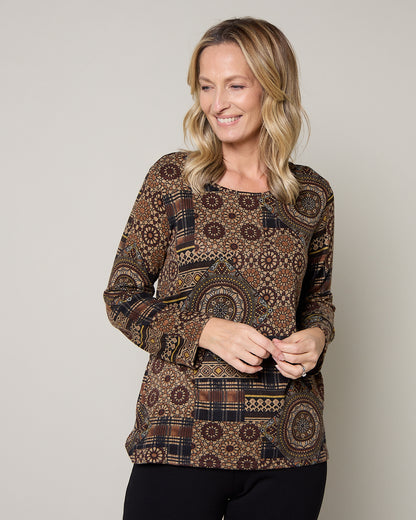 Rory Knit Top - Mocha Patch