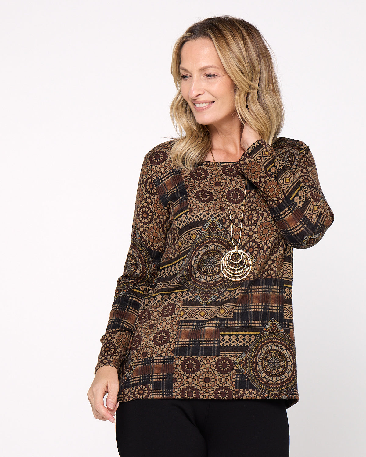 Rory Knit Top - Mocha Patch