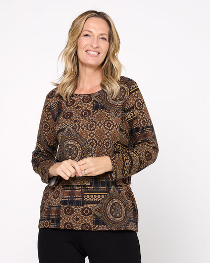 Rory Knit Top - Mocha Patch