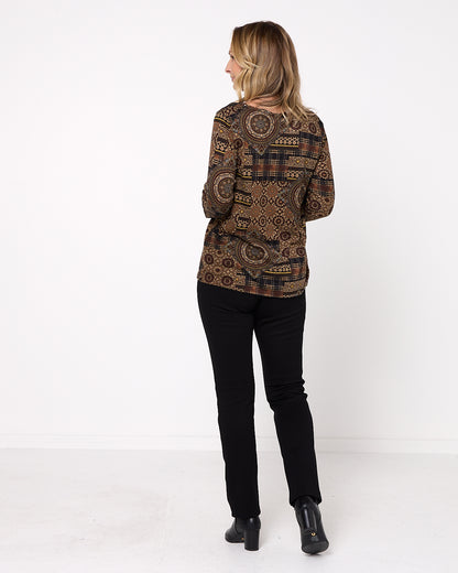 Rory Knit Top - Mocha Patch