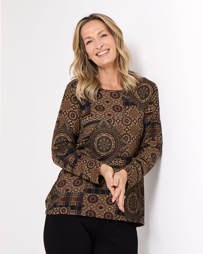 Rory Knit Top - Mocha Patch