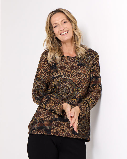 Rory Knit Top - Mocha Patch