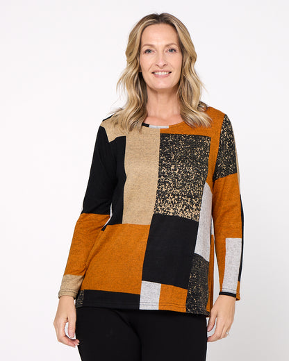 Rory Knit Top - Patchwork Rust