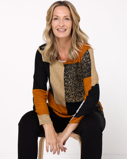Rory Knit Top - Patchwork Rust