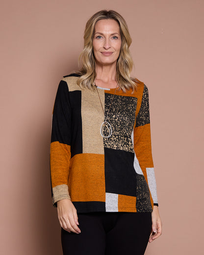 Rory Knit Top - Patchwork Rust