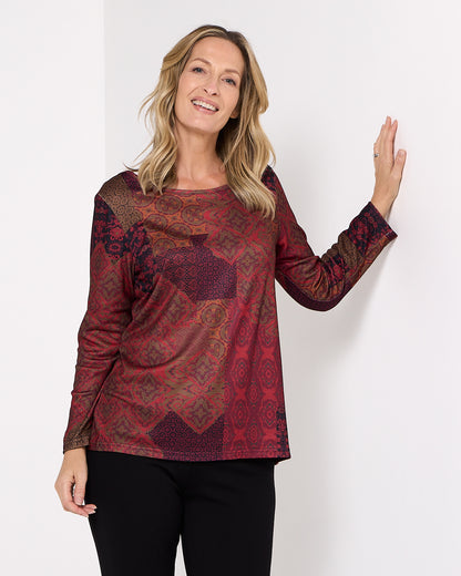 Rory Knit Top - Ruby Red Patchwork
