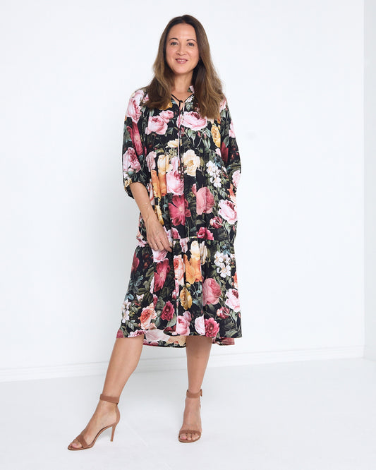 Kennedy Dress - Black Floral