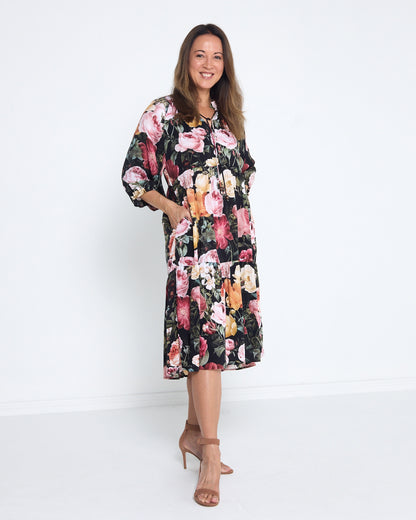 Kennedy Dress - Black Floral
