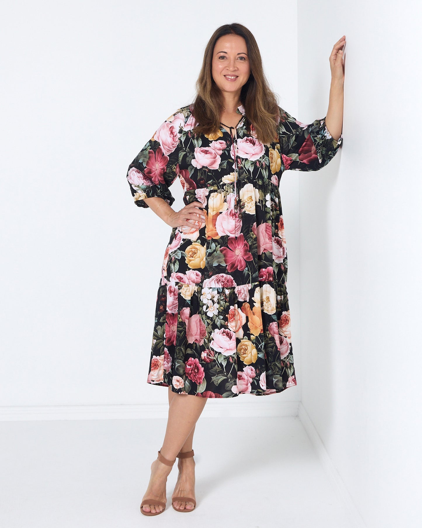 Kennedy Dress - Black Floral