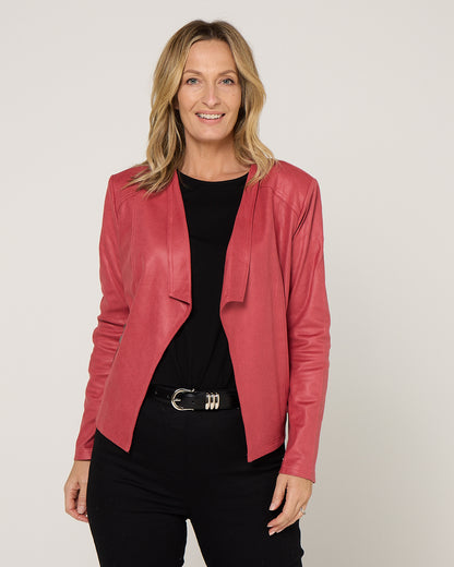 Gabby Faux Leather Jacket - Coral