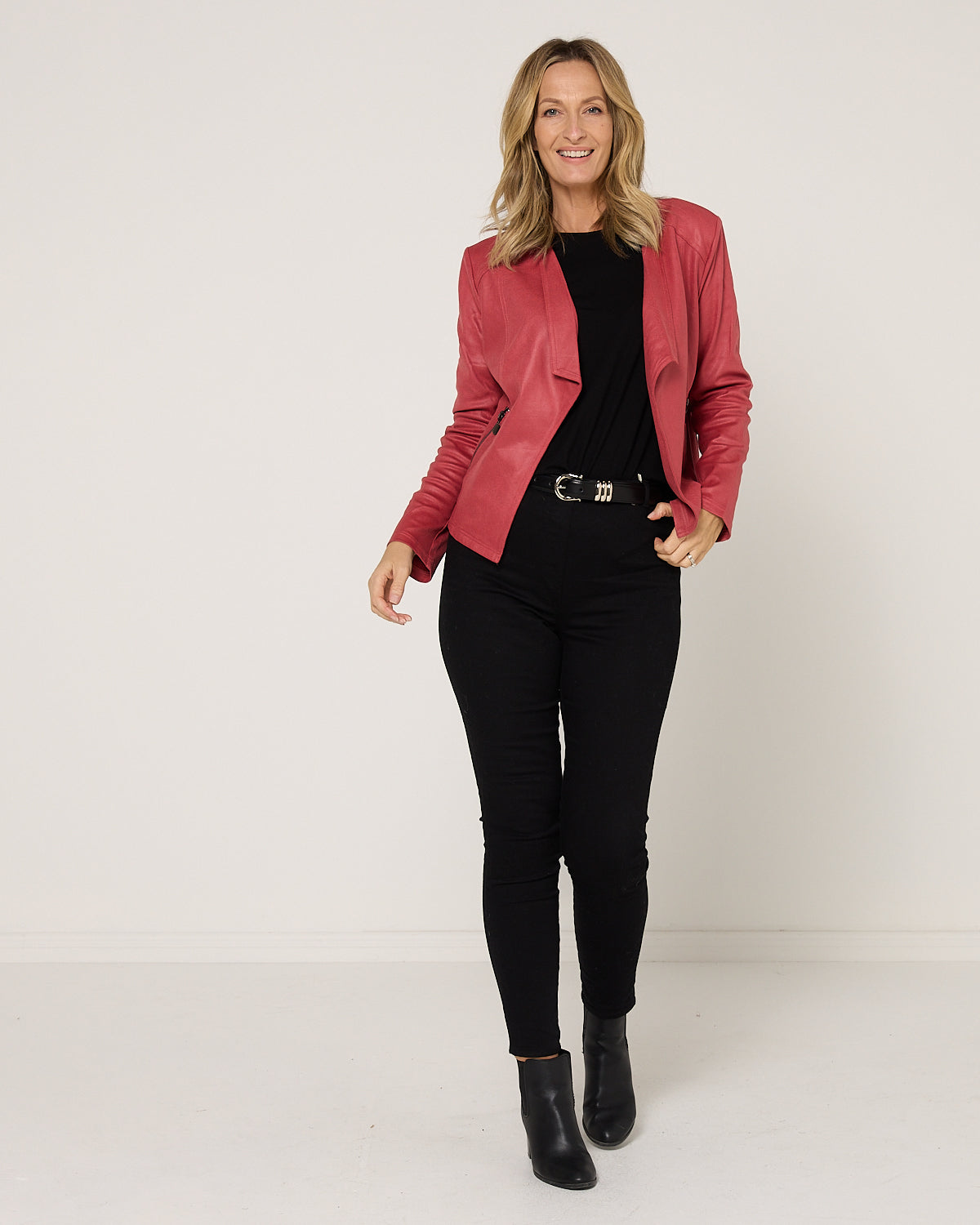 Gabby Faux Leather Jacket - Coral