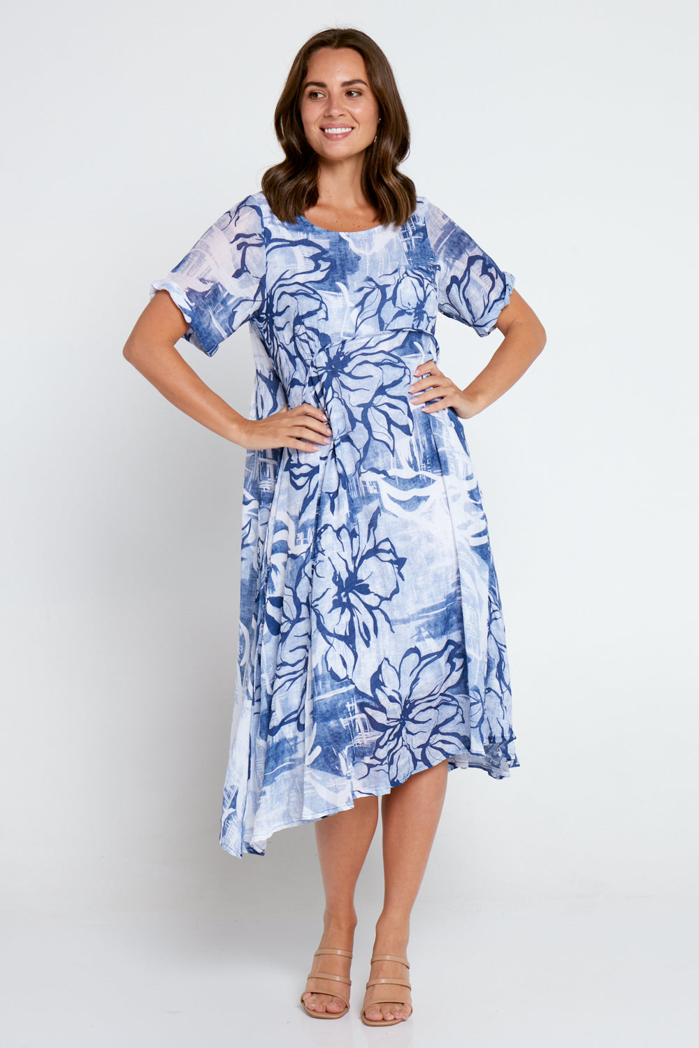 Rossetti Dress - Navy Floral Painting