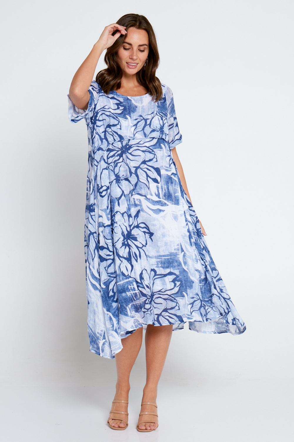 Rossetti Dress - Navy Floral Painting