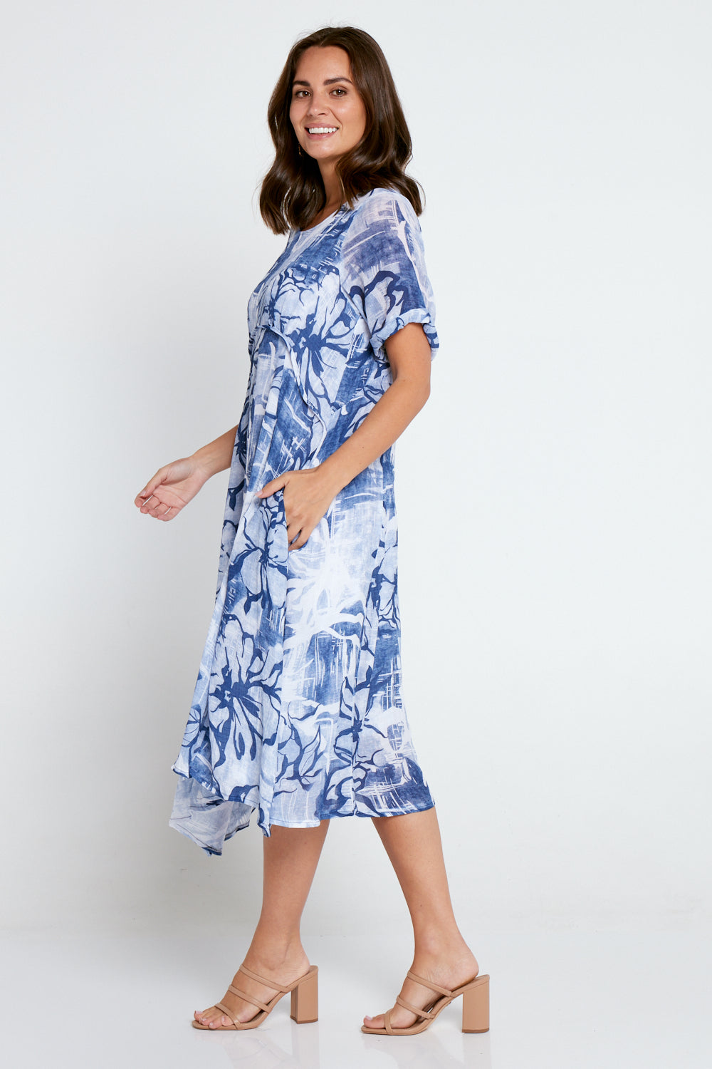 Rossetti Dress - Navy Floral Painting