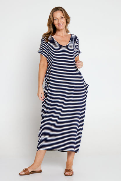 Rowan Dress - Navy Stripe