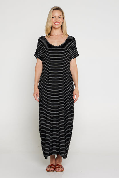 Rowan Dress - Black/White Stripe