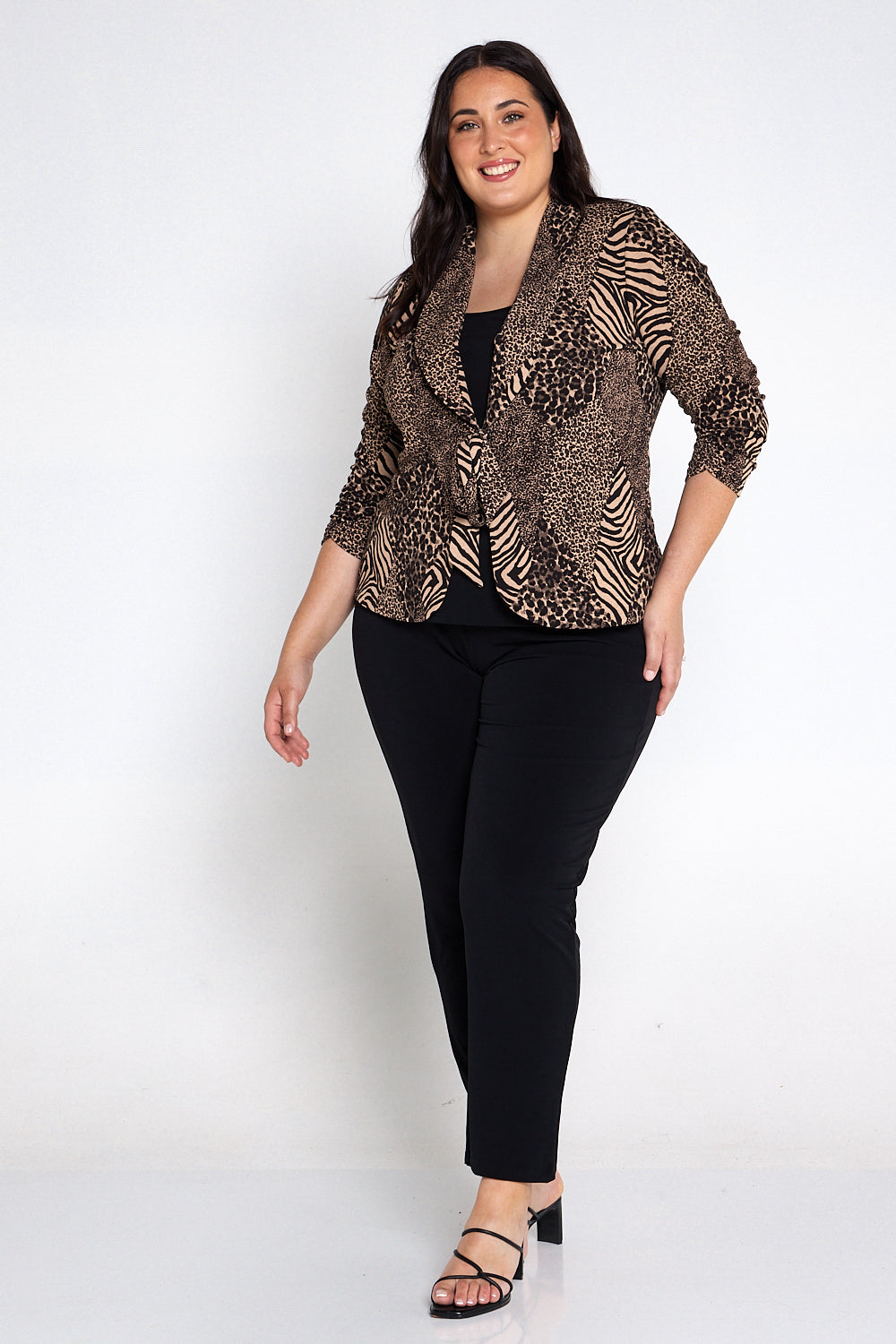 Animal print blazer hot sale plus size