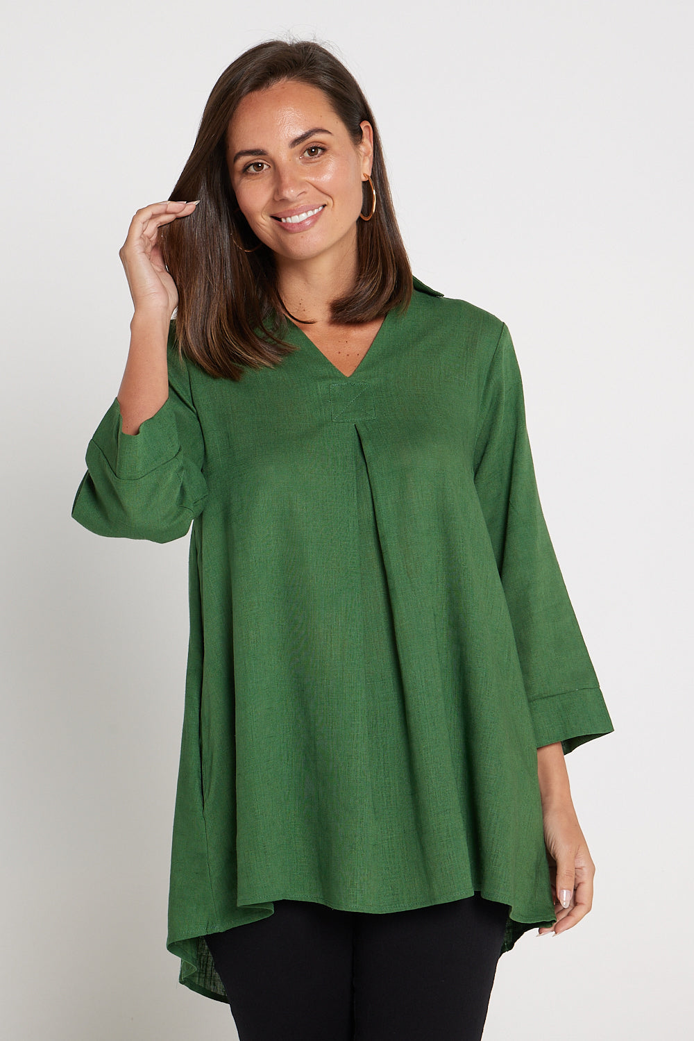 Marcella Linen Shirt - Green